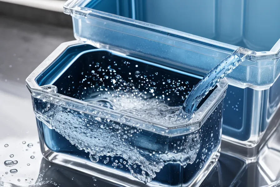 Close-up of a food-grade water footer-a116d1 being filled in a suburban garage.
