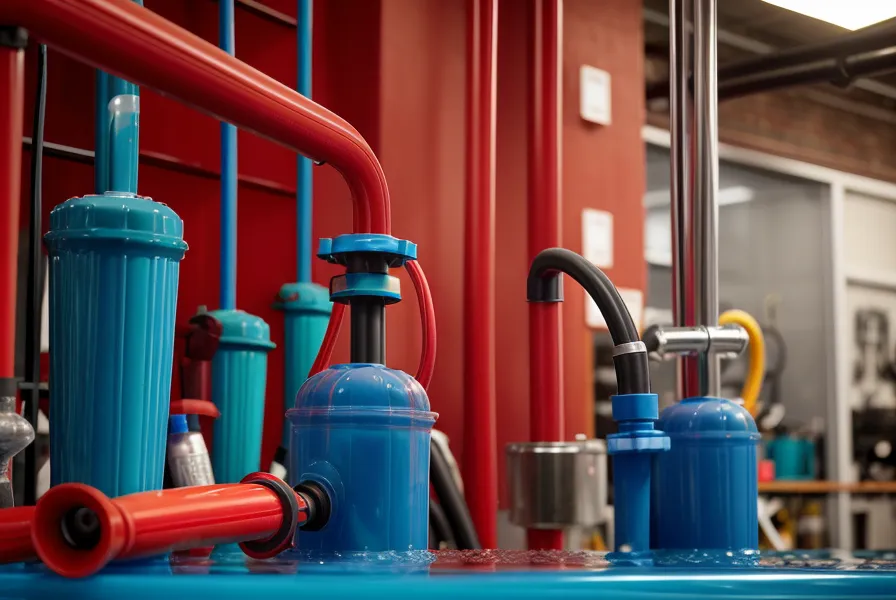 Using a manual siphon pump to rotate water in a 55-gallon storage barrel.