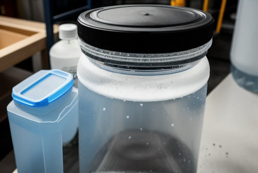 Handwritten date label on a plastic water storage footer-a116d1 for rotation tracking.