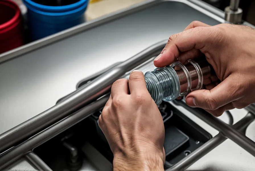 Detailed view of connecting hoses to an emergency water filtration system.