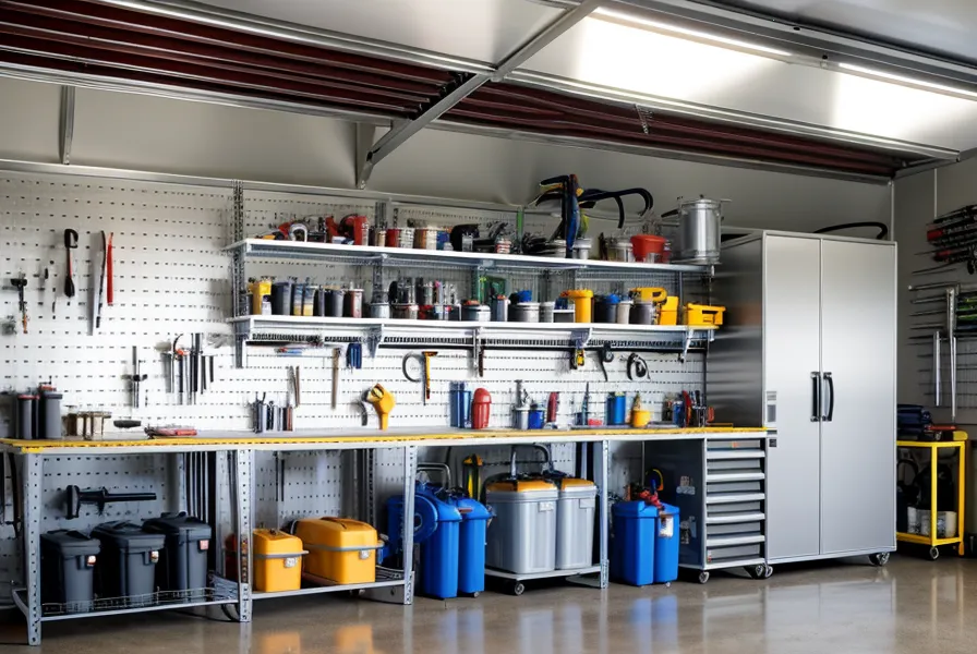 SmartWaterBox emergency water storage unit set up in a suburban Houston garage for hurricane preparedness