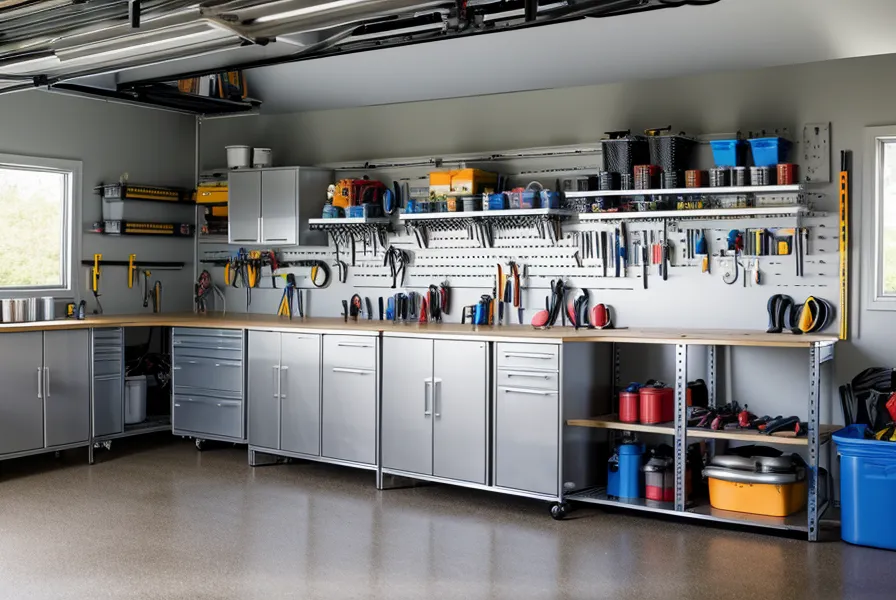A water testing setup in a garage, part of checking water filtration systems for hurricane preparedness