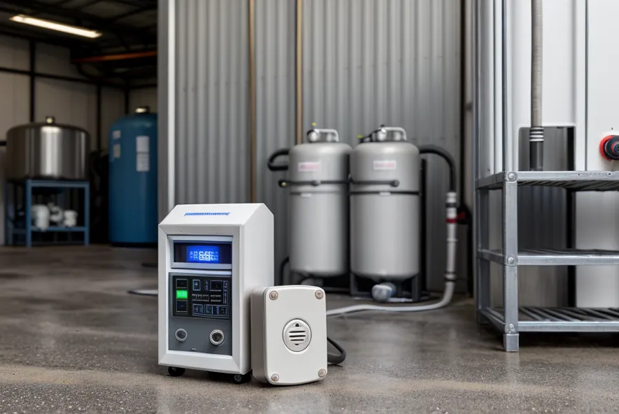 Comparison of the small Dark Reset purifier next to a larger water storage box.