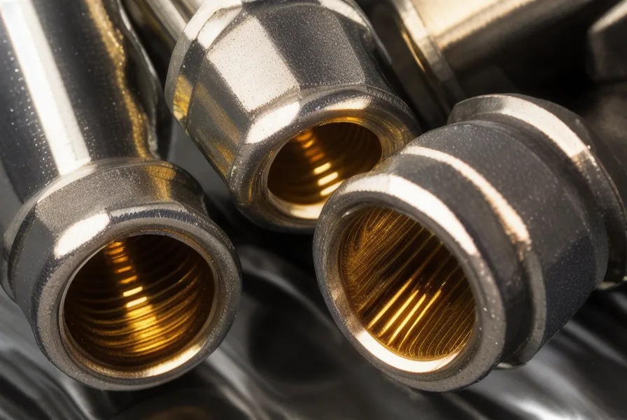 Close-up of high-quality metallic quick-connect fittings for water filtration